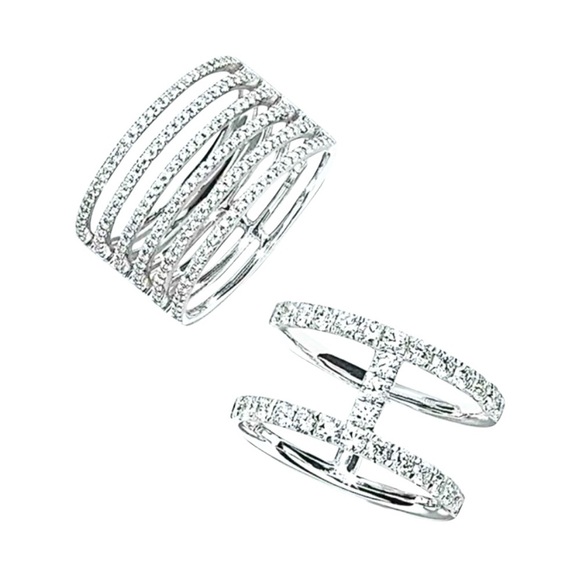 💕 BONY LEVY Open Six-Row 18K White Gold Rhodium Plated Diamond Ring